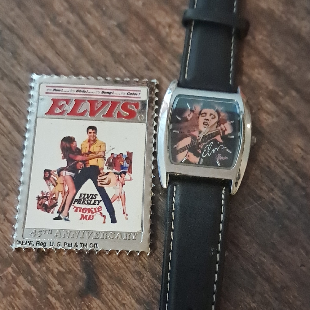 Elvis Presley Watch with Black Leather Strap